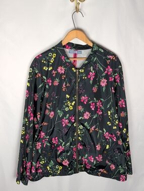 Signature Weekend Water-Repellent Floral Windbreaker Jacket 2X